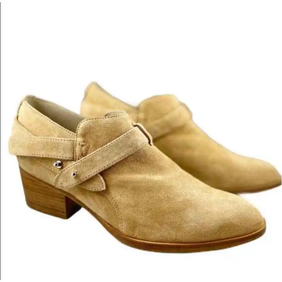 RAG & BONE Harley Ankle Boots Dune Camel Italian Suede Booties Block Heel 10 NIB - Picture 9 of 11